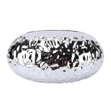 Imagem de Zerodis Suporte de Caixa de Tecido Oval de Luxo, Capa de Tecido de Plástico Com Base Antiderrapante Adequado para Banheiro, Quarto, Sala de Estar, Escritório, Mesa, Bancada, Penteadeira (SILVER)