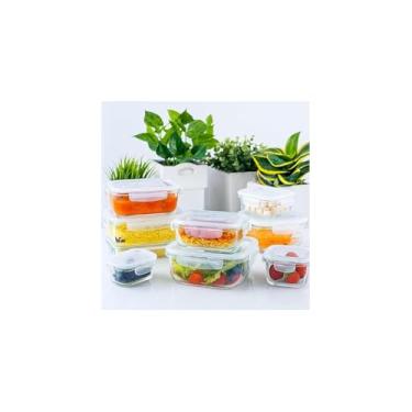 Imagem de Pote de Vidro Borosilicato com Tampa Hermética, 1040ml, Transparente com Vedação Preta, Retangular, para Alimentos e Marmitas, 19x14x6,5cm