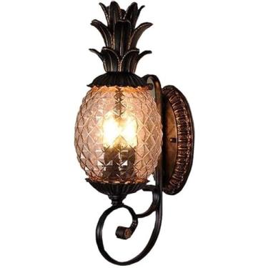 Imagem de Lâmpada De Parede Ao Ar Livre De Abacaxi Criativo De 43 Cm Pátio Retrô Europeu Villa Luz De Parede Varanda Externa à Prova D'água Ip54 Jardim Grape Rack Fence Iron Art Wall Lantern E14 Corr