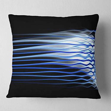 Imagem de Design azul escuro fractal Waves' Abstract Throw Sala de estar, sofá, almofada de alta qualidade + capa de almofada impressa em ambos os lados 66 cm x 66 cm
