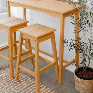 Imagem de Banqueta Alta Moema 75ax35lx35p Em Madeira Cor Mel