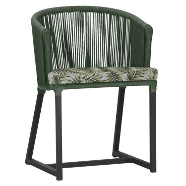 Imagem de Cadeira De Jantar Noronha Alumínio Preta E5 Trama  Verde