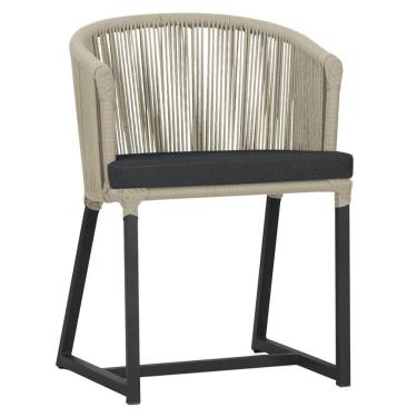 Imagem de Cadeira De Jantar Noronha Alumínio Preta E11 Trama  Rami