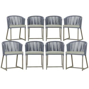 Imagem de 8 Cadeiras De Jantar área Noronha Fendi E3 Trama Original Prata