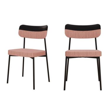 Imagem de Cadeira Mynna Fixa C/4 Pes 525 X 470 X 790 Mm C/2 Un. Lkd.rosa/courino Preto Linked Rosa/courino Preto