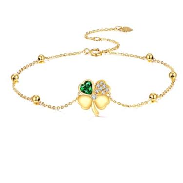 Imagem de KECHO Tornozeleira feminina com borboleta/libélula/sapo/girassol/margarida/árvore da vida/lua/trevo, 9+2 inch, Ouro, Sem Pedra Preciosa