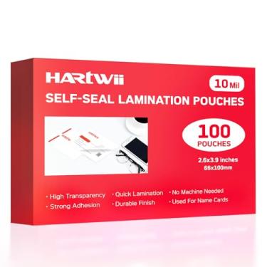 Imagem de HARTWII Pacote com 100 bolsas autovedantes para pequenos cartões de visita, bolsas de laminação autoadesivas à prova d'água, 6 x 9 cm, espessura de 10 mm, sem necessidade de máquina laminadora