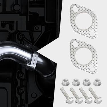 Imagem de Tioollev 2 peças de vedação de escape, acessórios de carro, junta de flange de escape, junta de silenciador, junta de conversor catalítico, kit de reparo de flange de escape com parafuso e porca
