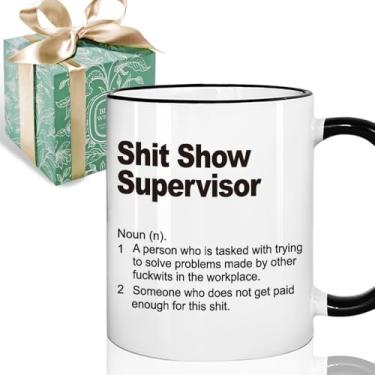 Imagem de Puouoonyi Novidade Sarcástica Sht Show Supervisor Presente para Chefe Gerente de Equipe Diretor Líder Colegas de Trabalho, Caneca de Café Engraçada para Trabalho, Escritório, Presente de Agradecimento