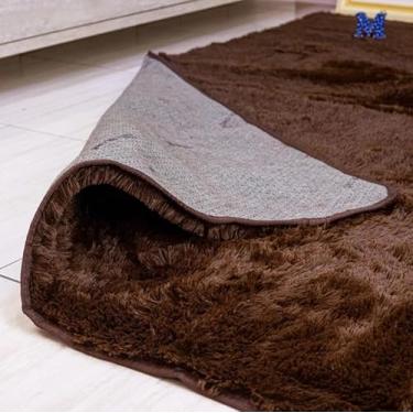 Imagem de Tapete PY14, Peludo Marrom, 150x50cm, Base Antiderrapante, Material Antialérgico