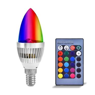 Imagem de Trocando a lampada de luz de vela,E14/E12 3 W RGB LED LED Candelabro Lampada Kit de controle remoto, Lampada LED com controle remoto(E14), Luz de vela RGB Lampada LED Mudando a Cor candelabro 3W