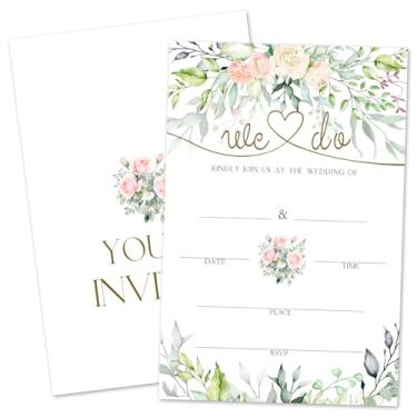Imagem de ZARYFANCHY Greenery Wedding Convitations For Mr & Mrs, Fill In Blank Bridal Shower Convitations With Envelopes, 25 We Do Wedding Shower Convites, Wedding Party Favor & Supplies -24