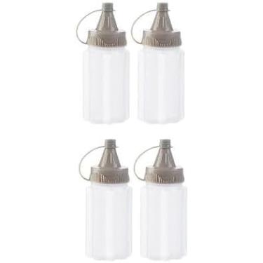 Imagem de 4 frascos de condimento de plástico branco, recipiente de molho de salada para almoço, garrafa de mel de ketchup, churrasco, mini garrafa de espremer de geléia de molho, garrafas de espremer de