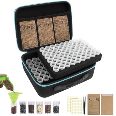 Imagem de Caixa organizadora de sementes com 120 compartimentos e garrafas de plástico, kit de poupança de sementes de jardim com envelopes, etiquetas, funil e pinças, estojo hermético de armazenamento de