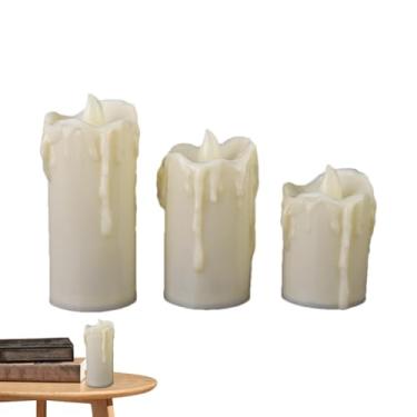 Imagem de Velas operadas por bateria, velas LED, Luzes da atmosfera do jantar, Conjunto de 3 velas LED realistas, velas a pilhas para decorações de casamento, lâmpada de cabeceira