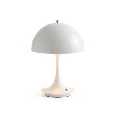 Imagem de Luminária Abajur de Mesa LED Recarregável, 23cm de Altura, 3 Tons de Luz, Sem Fio, c/Dimmer, Disponível em Vermelho, Preto e Branco (Branco)