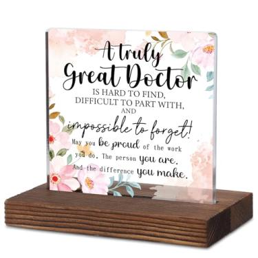 Imagem de PQUCXZ Presente de agradecimento médico, placa de mesa de acrílico floral de agradecimento com citação sincera, presente de promoção de despedida de formatura, aposentadoria, parabéns, presente de