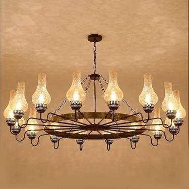 Imagem de Luminária pendente vintage industrial com LED, estilo americano, ideal para sala de estar, restaurante, quarto, casa de campo, loft, loja de roupas, café, bar, casa de família (16 lâmpadas).