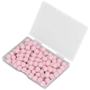 Imagem de Domary 100 Pinos de Pressão, Mapa de Plástico de Aço Tachas Pinos de Marcação Decorativos para Placas de Cortiça 9,5x20mm, Segura Facilmente Suprimentos, Sem Dobrar ou Quebrar, Ideal para (Rosa)