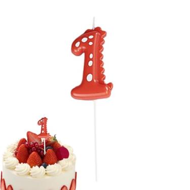 Imagem de Vela de aniversário de dinossauro - Decorações de festa de dinossauro para aniversário | Vela de decoração de festa de dinossauro para aniversário de 0 a 9 crianças, topper de bolo com tema Hoghaki