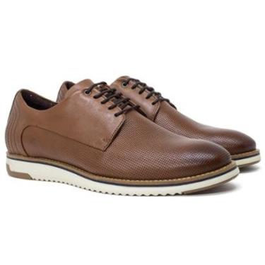 Imagem de Sapato Casual Ferricelli Stinguer Couro Legítimo Cadarço Palmilha Macia Confortável Capuccino 54625-Masculino