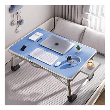 Imagem de Mesa de mesa grande portátil para laptop, suporte de copo de perna dobrável, bandeja de cama, mesa de jogo de escrita de refeições, mesa de escrita (azul)