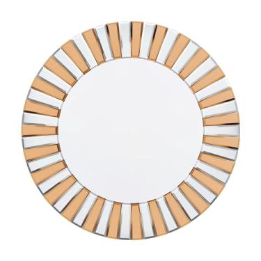 Imagem de Espelhos decorativos espelho de parede redondo sunburst borda chanfrada vidro banheiro espelho de vaidade espelhos pendurados para sala de estar, espelho decorativo (uma cor 60 cm)