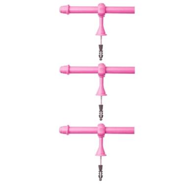 Imagem de TrêS VarõEs de Madeira Para Cortinas Simples Com 2 Metros de Comprimento, 19 Mm de DiâMetro, Com Terminais e Suportes(3 Rosa)