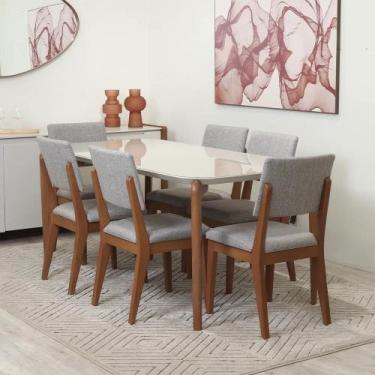 Imagem de Conjunto de Jantar Mesa Retangular com Vidro Donatella com 6 Cadeiras 