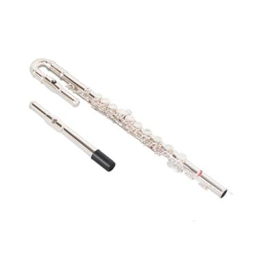 Imagem de Flauta Instrumento Flauta C Flauta Banhado a Prata 16 Teclas Orifício Fechado Branco Cobre Duplo Bocal Iniciante