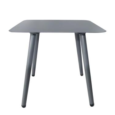 Imagem de Mesa de centro externa de alumínio para todos os climas | Mobiliário de pátio moderno e durável | Perfeito para varanda, jardim e piscina | preta (46 x 46 x 40 cm)