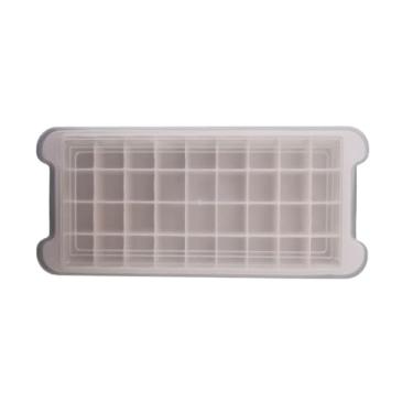 Imagem de Formas de Gelo Silicone Com Tampa Rígida Flexível Fundo Retangular 36 Cubos Multiuso Lavável(Branca,1)