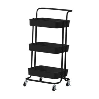 Imagem de IEUDNS Carrinho organizador de armazenamento com rodízios, multifuncional, prateleira de armazenamento para escritório, casa, sala de jantar, Preto