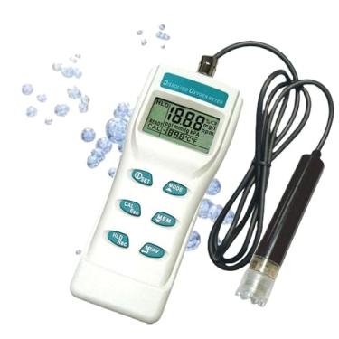 Imagem de HGTRH Medidor digital de oxigênio dissolvido, medidor de OD com eletrodo com função de memória 0 ~ 199,9 (em%) ± 1,5% F.S (em%) monitor LCD grande para aquário de água doce laboratório aquicultura