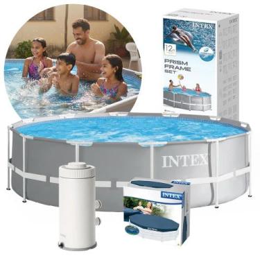 Imagem de Piscina Estrutural 6.503 Litros Armação Prism + Capa + Filtro - Intex,