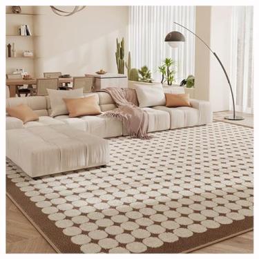 Imagem de SPXMQSS Tapete para quarto, sala de estar, tapete antiderrapante, antiderrapante, lavável em lã sintética macia para sala de estar, quarto, escritório, bege