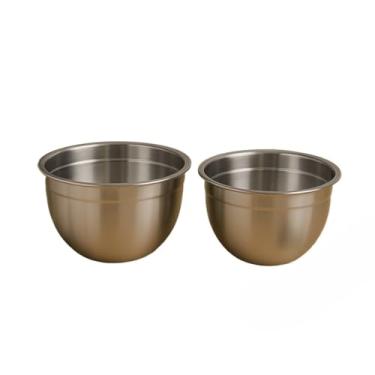 Imagem de Tigelas Inox Bowl Multiuso Profissional Redonda Saladeira Confeitaria (kit com 2 Tigelas 22 cm Cada)