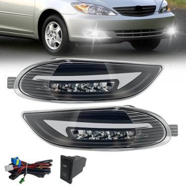 Imagem de Faróis de neblina de LED compatíveis com 2002 2003 2004 Camry, 2005 2006 2007 2008 Corolla, 2002 2003 Solara, um par de faróis de neblina com luz de funcionamento diurno e kit de interruptor e fiação