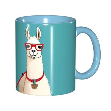 Imagem de Zeraoke Llama In A Scarf Print Canecas de café criativas, personalizadas, presente para a família, tamanho de 325 ml, unissex