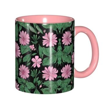 Imagem de Zeraoke Canecas de café criativas coloridas com estampa de folhas tropicais, personalizadas, presente para família, tamanho de 325 ml, unissex
