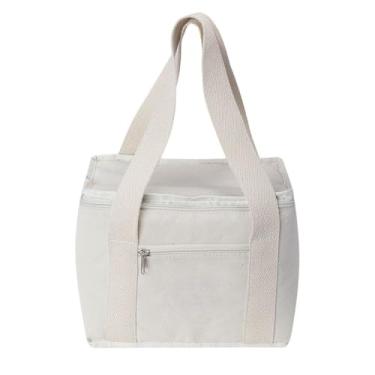 Imagem de Bolsa Térmica em Algodão Branca com Bolso Frontal – Conserva Alimentos e Bebidas | Alça Resistente | Uso Diário e Viagens