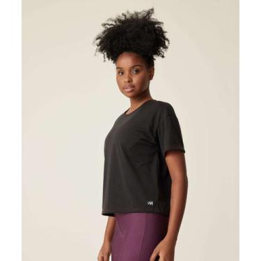 Imagem de Blusa Feminina Fitness Básica Manga Curta Marisa-37003, Preto, G