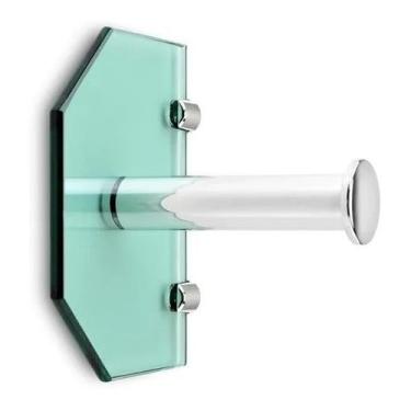 Imagem de Porta Papel Higiênico Verde 8mm Dimensões 12x17,5cm Compacto e Durável para Banheiro e Lavabo Design Simples Fácil de Instalar