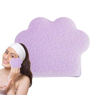 Imagem de Esponja de limpeza facial, maquiagem esponjas para limpeza de rosto, Removedor de maquiagem de pata de gato lenços secos, Manuais Motas de lavagem ampliada Toalhas de remoção de cosméticos