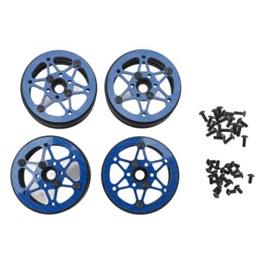 Imagem de SIWOTED 4 unidades de aro de roda de carro RC de 1,9 polegadas de alta resistência e desempenho perfeito cubo de roda de carro RC para carro RC 1/10 (Azul)