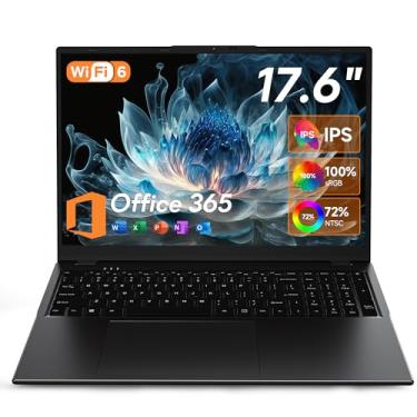 Imagem de CGZZ Laptop Windows 11 de 17,6 polegadas, 16 GB DDR5 RAM 640 GB SSD, CPU N95 de 4 núcleos, tela FHD IPS 16:10 1920 * 1200, Office 365, teclado retroiluminado, 7000mAh, WiFi-6, laptops para estudantes