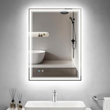 Imagem de ANNWA Espelho LED para banheiro montado na parede 81 cm C x 61 cm L (NHYJ6822D)