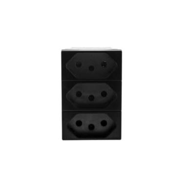 Imagem de TOMADA TRIPLEX 2P+T 10A 250V B.AUTO PRETA - PIAL PLUS - PN 615043PT
