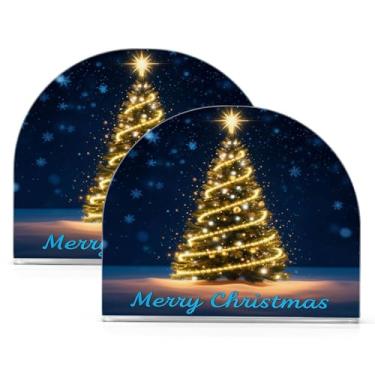 Imagem de Wassud Porta-guardanapos de acrílico decorado para árvore de Natal, dispensador de guardanapos de papel moderno em forma de U para mesa, cozinha, sala de jantar, bancada 2 peças (comporta 50-60