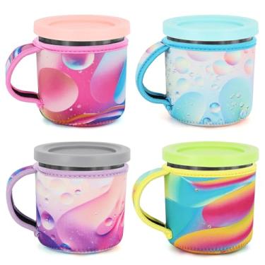 Imagem de Snowso Pacote com 4 capas de neoprene para sorvete com alça, capa reutilizável com isolamento térmico compatível com recipientes Ninja Creami NC301 NC300 NC299AMZ Series para sorvete (gradiente)